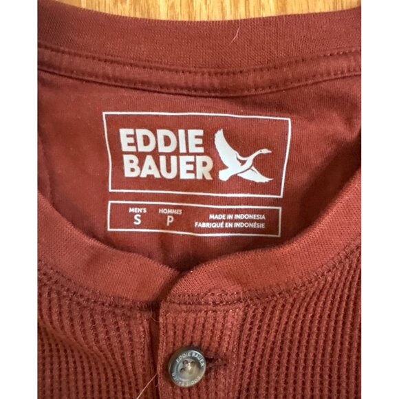 Eddie Bauer Mens Sm Thermal Henley Waffle Weave Long Sleeve Shirt Brick Red NEW - Picture 3 of 7